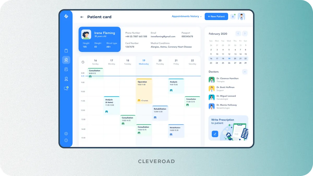 Hospital management for healthcare by Cleveroad