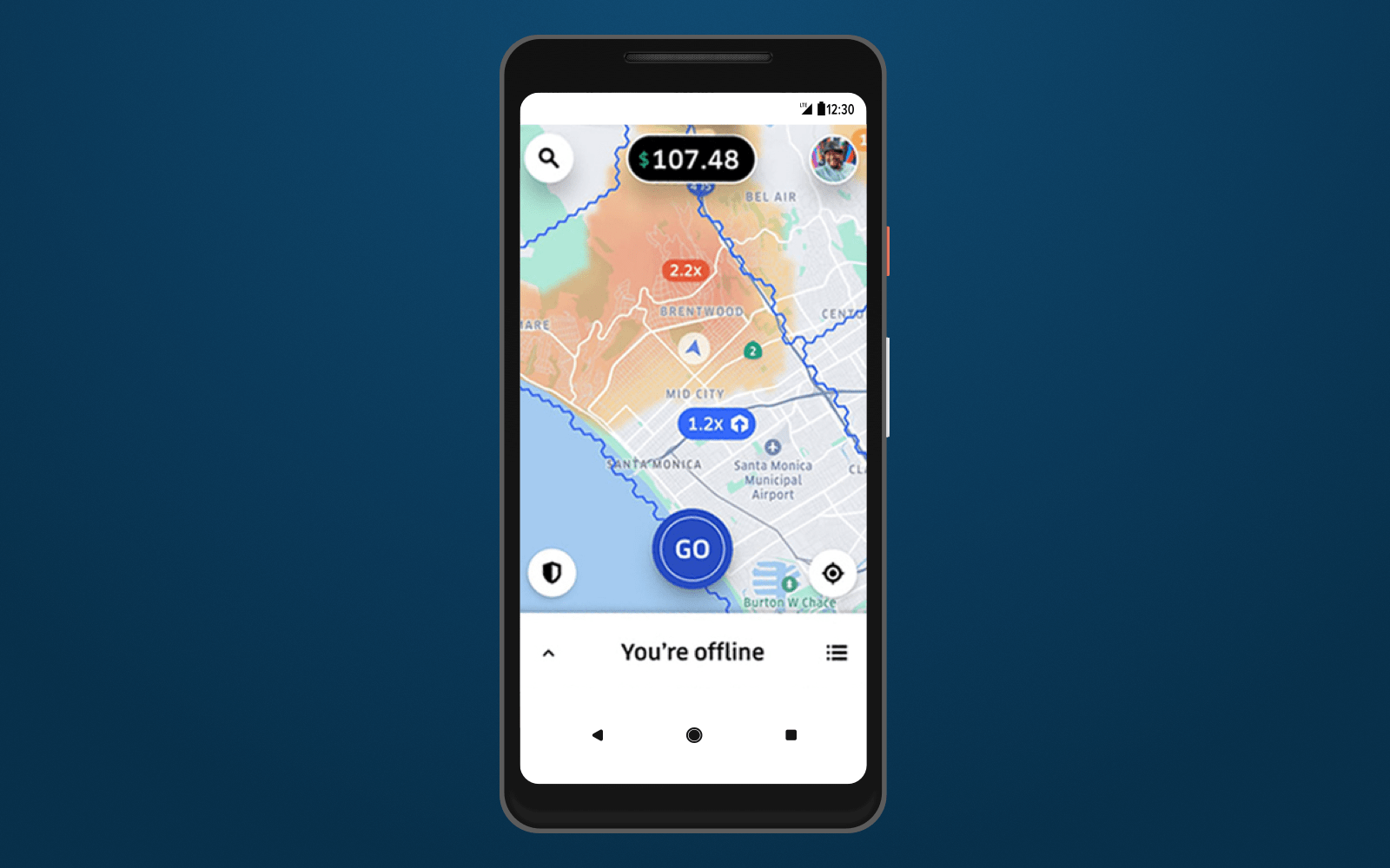 Screen with navigation and route building in Uber Driver app 