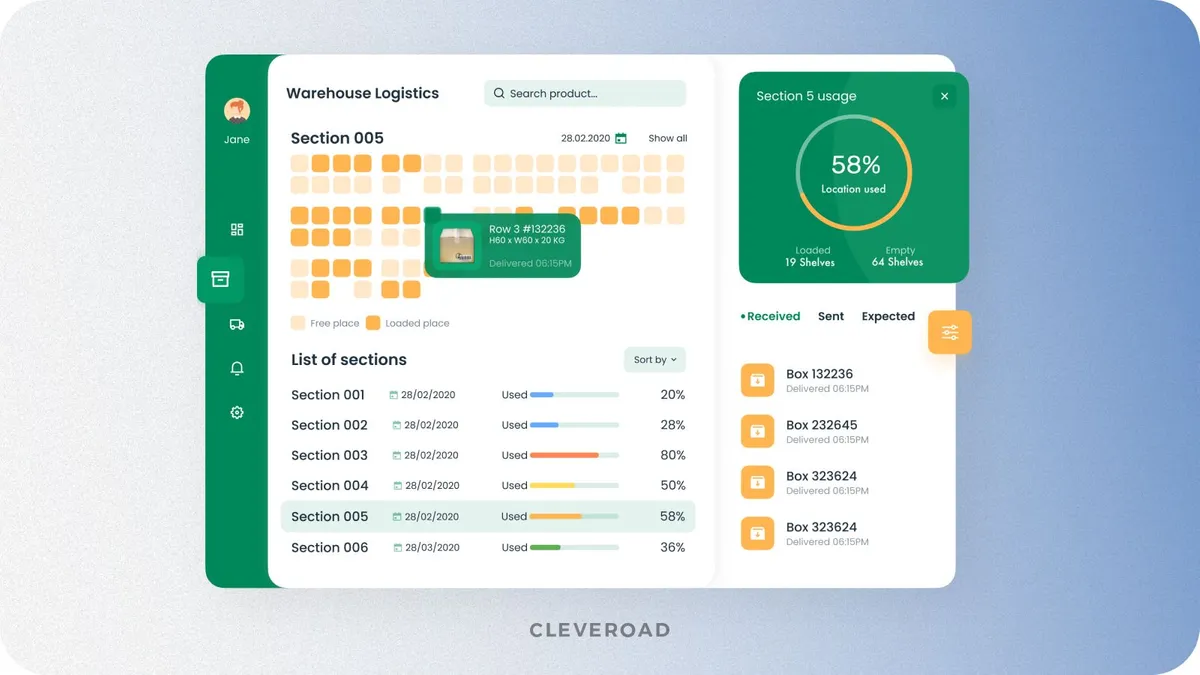 An example of warehouse management software