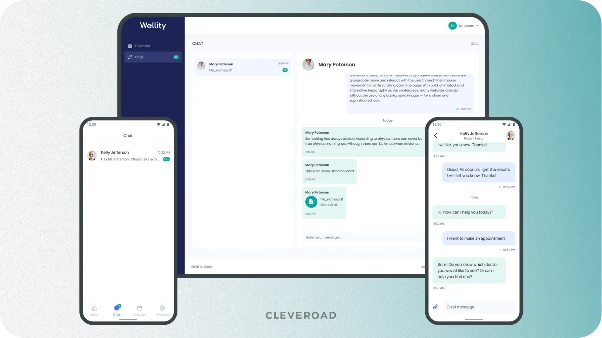 Chat module in healthcare apps feature