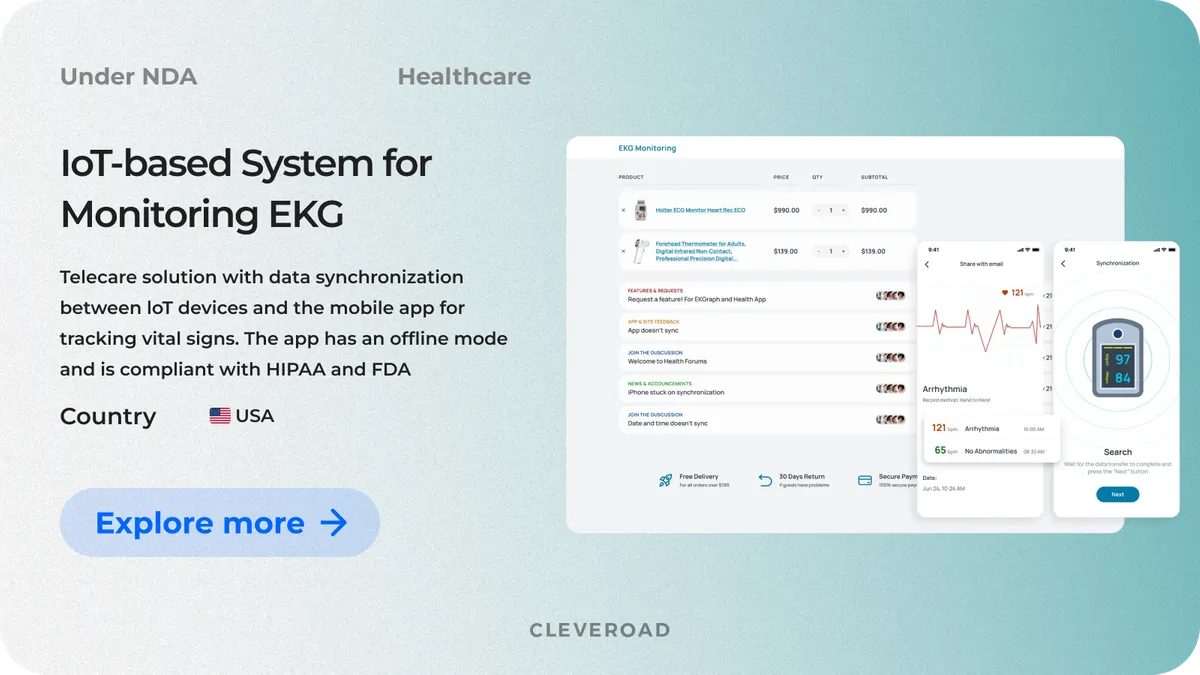 Cleveroad's IoT-based EKG and oxygen monitoring software