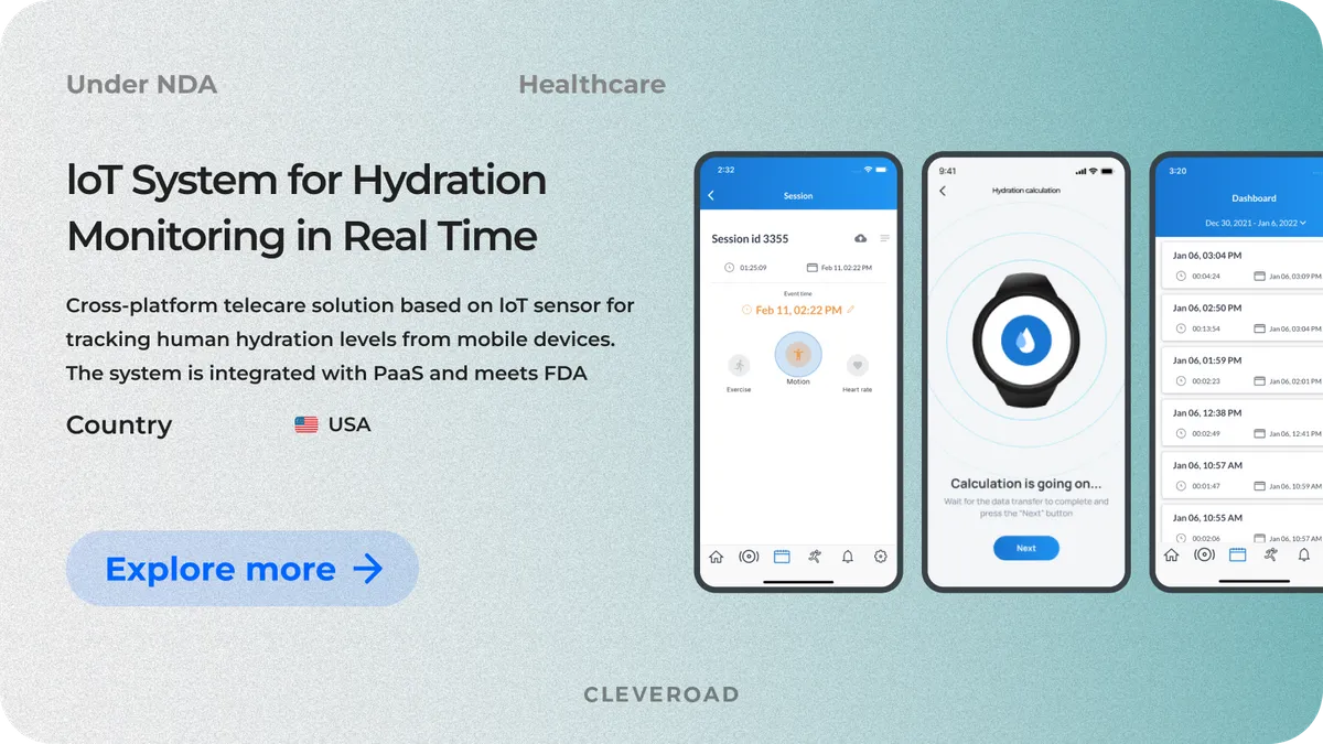 IoT based human hydration monitoring system from Cleveroad