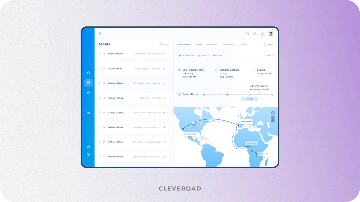 Logistics CRM system from Cleveroad