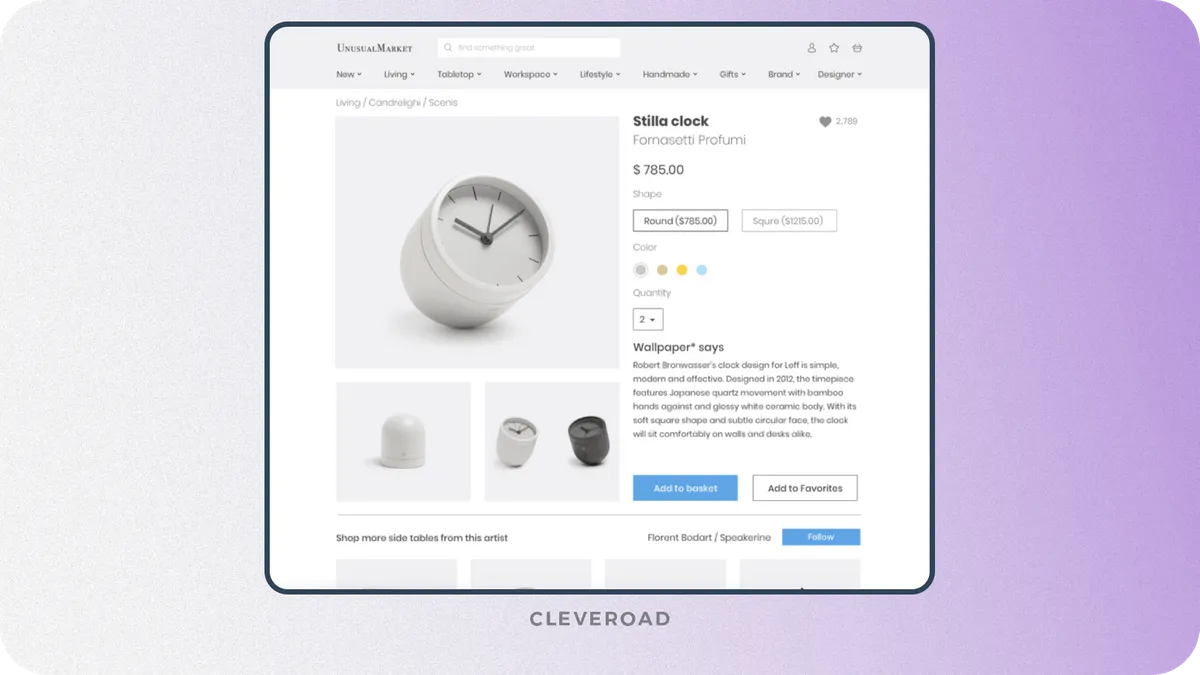 product detail feature from Cleveroad