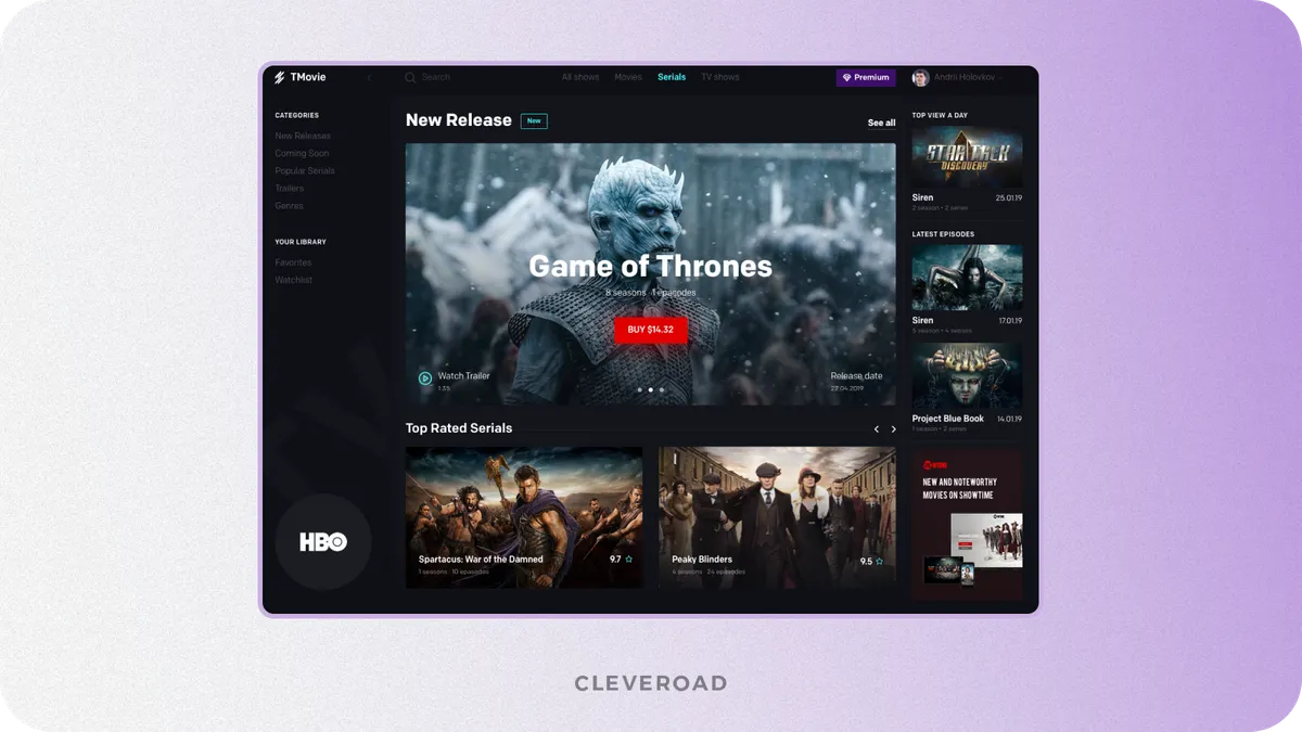 Service for watching movies by Cleveroad