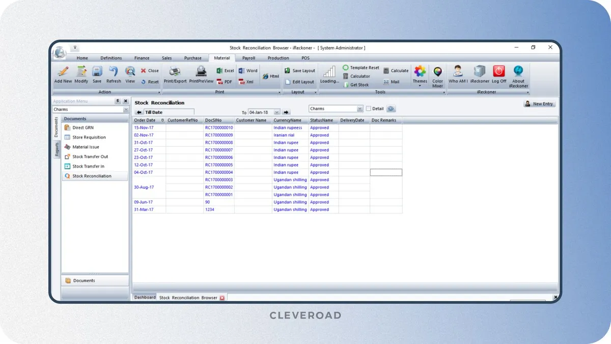 Stock reconciliation feature in building an inventory management system